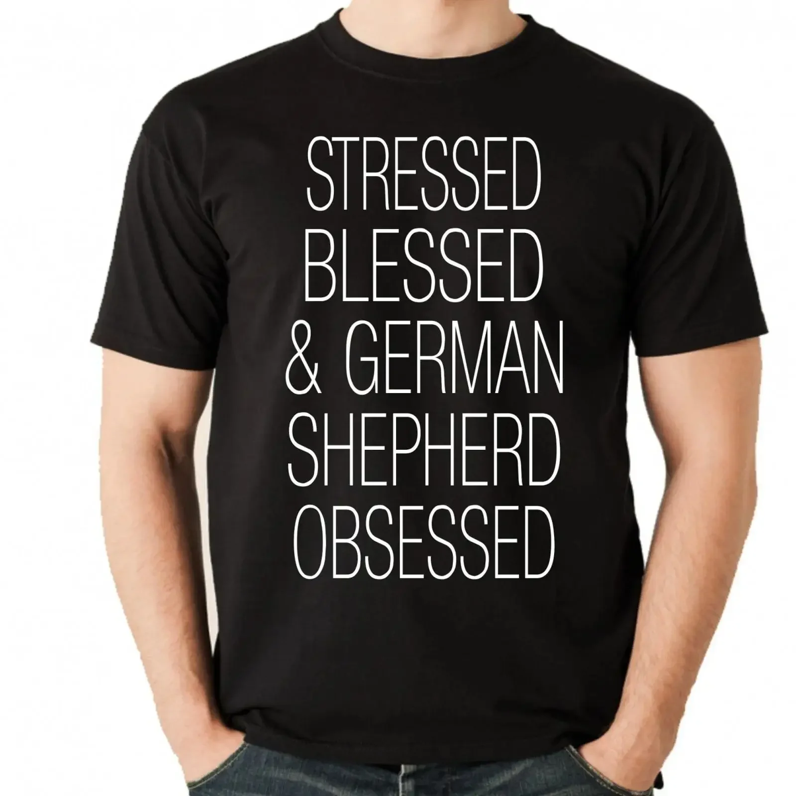 German Shepherd T Shirt Hundemotiv Stressed Blessed Schäferhund vintage Washed Comfortable Casual designer clothes Stretched