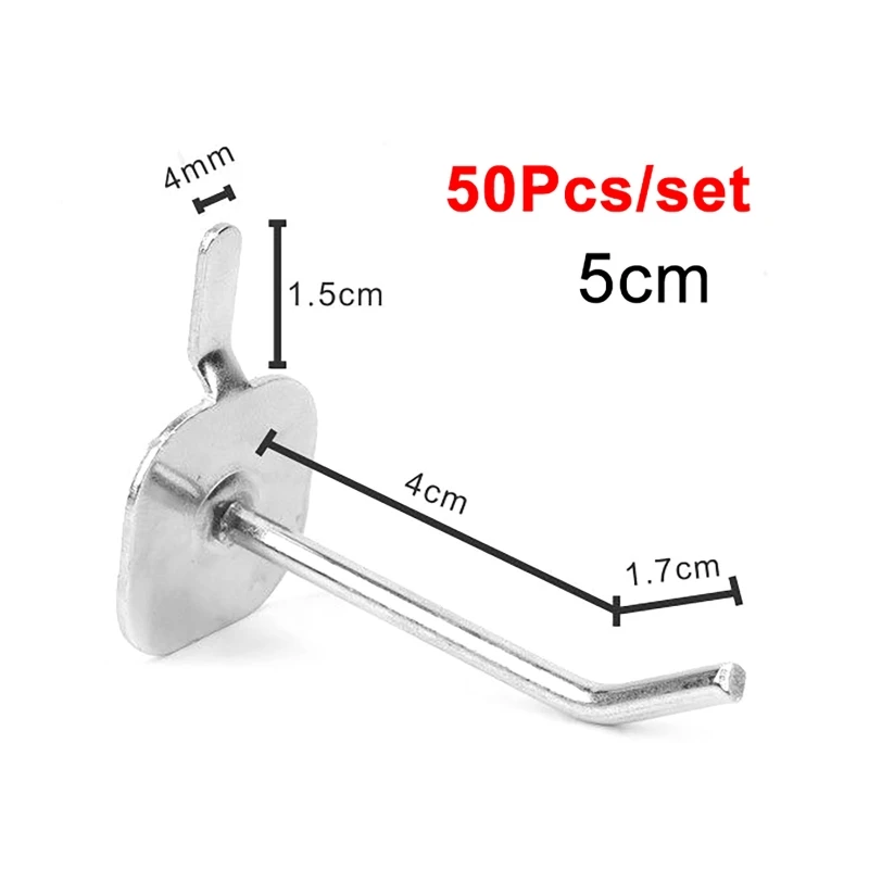 50Pcs Pegboard Hook Supermarket Shelf Display Hanger Single Peg Shop Garage Home Kitchen Storage Rack Perforated Tools Hooks