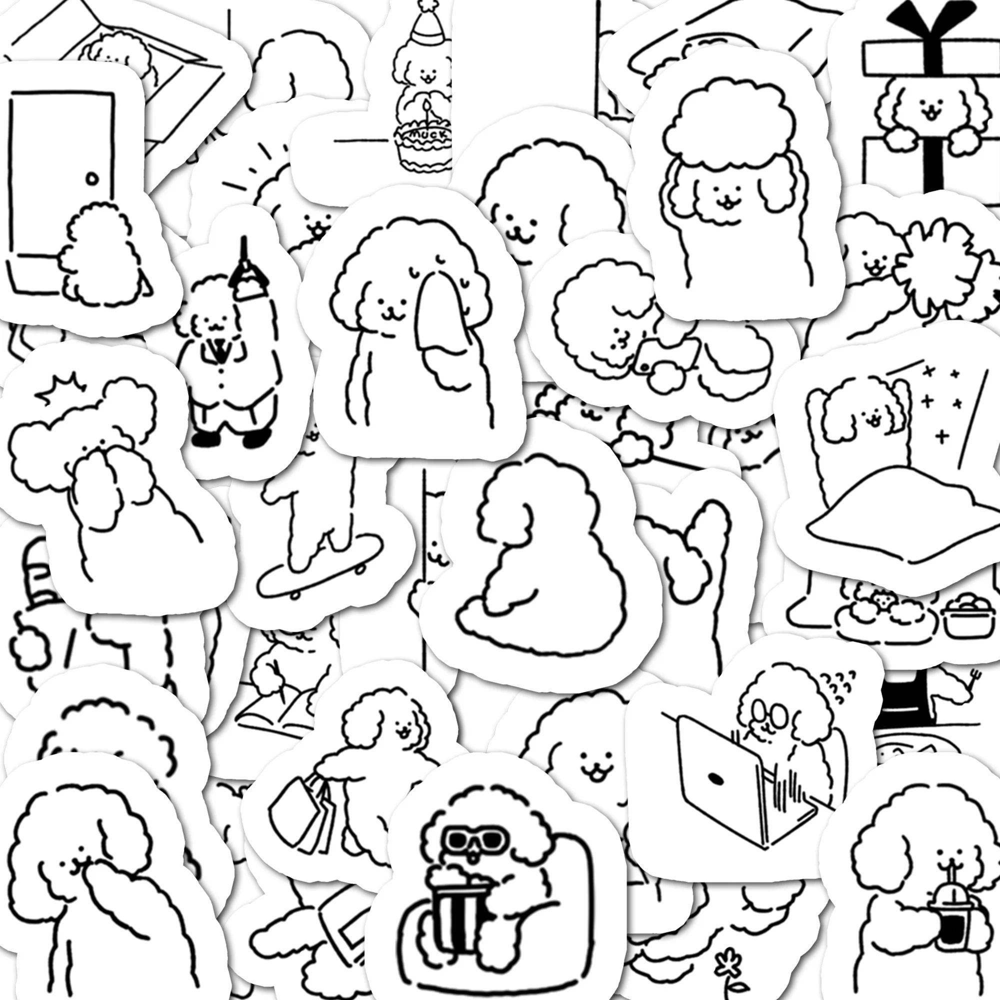 Niedliche schwarz-weiße Hunde-Aufkleber, lustige Kinder, DIY-Spielzeug, Geschenk, Graffiti-Aufkleber für Handy, Gepäck, Laptop, Flaschen, Sammelalbum, wasserdicht