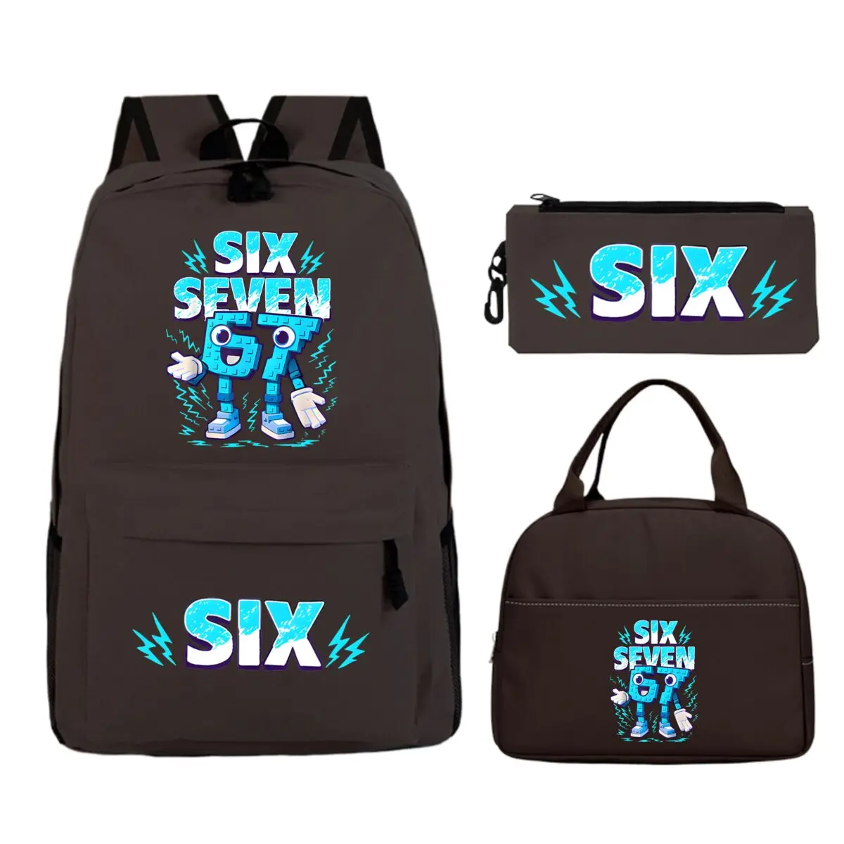 Fun Six Seven Print 3Pcs/Set Backpack Teen Boy Girl Back To School Schoolbag 67 Italian Brainrot Lunch Bag Rucksack Pencil Case