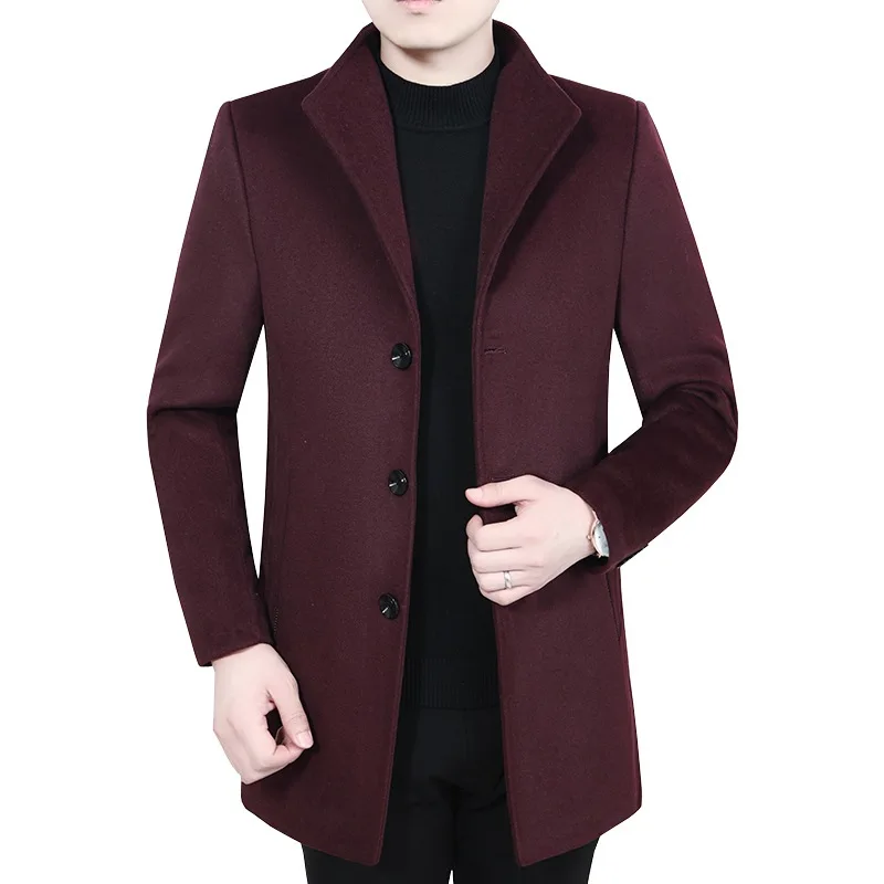 New Winter Men Fleece Wool Blends Cashmere Trench Coats Long Jackets Man Business Casual Overcoats Male Warm Long Coats Size 3XL