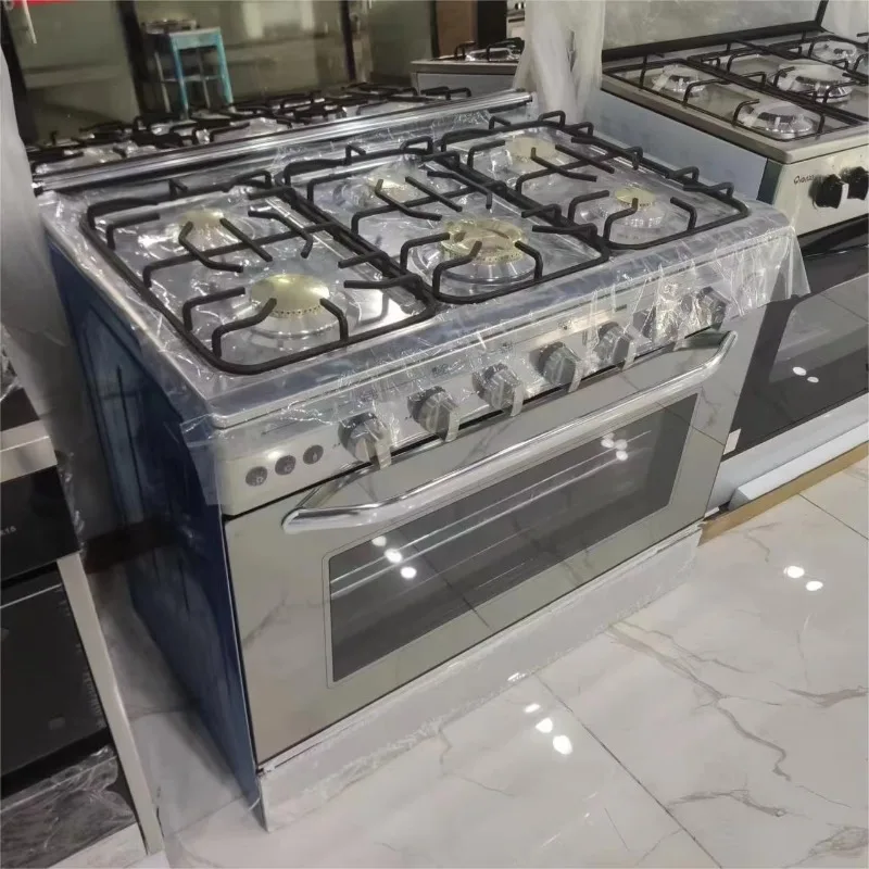 Commercial Traditional Stainless Steel 6-Gas Vertical Stove Oven 120L Burner Integrated Machine for Outdoor Use Free-Standing