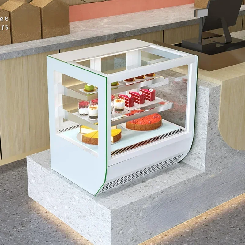 Cake Counter Refrigerated Display Cabinet Commercial Food Glass Fresh Cabinet Desktop Small Air Cooling Frostless Dessert Cake