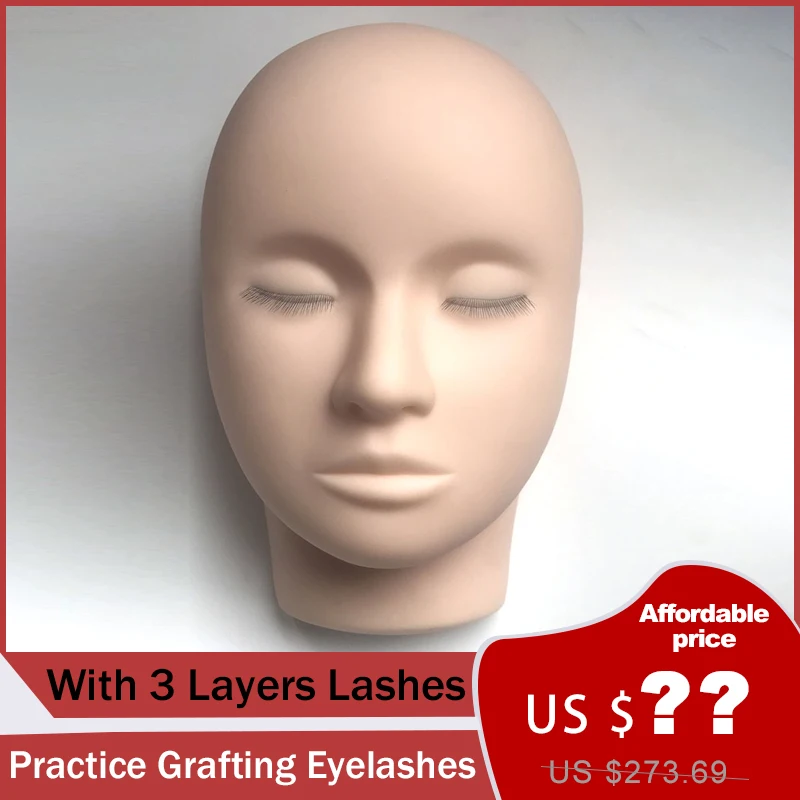 

3 Layers Lashes Mannequin Head Face Head For Practice False Lashes Extension Grafted Lashes Training Tools Makeup Practice Model