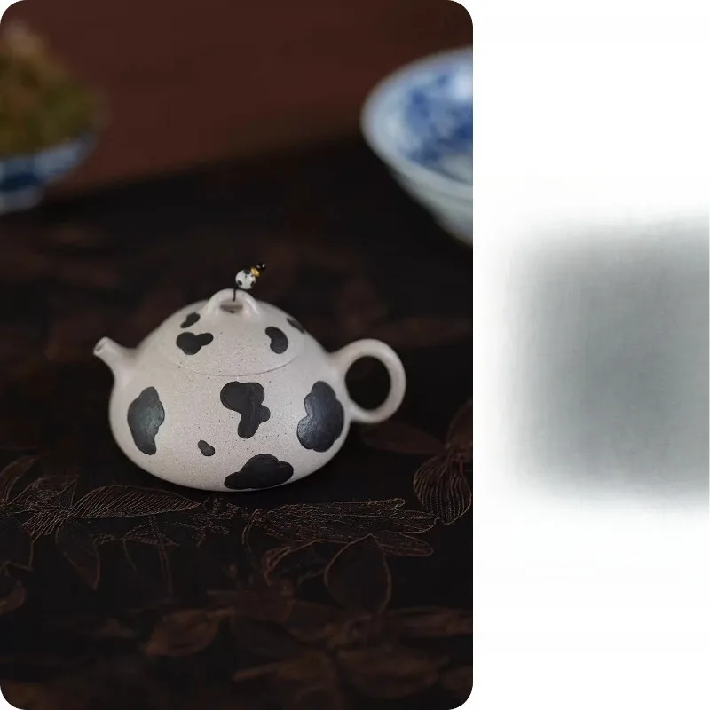 Pot semi-handmade without adding white jade segment mud cow pot small buns Dongxin Qinquan Kung Fu teapot