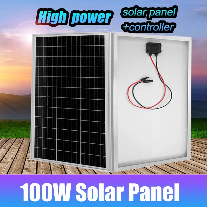 100W Solar Panel 18V Rigid Glass Solar Panel Monocrystalline Cell High-efficiency Charging Outdoor Solar Cells For Home/Camping