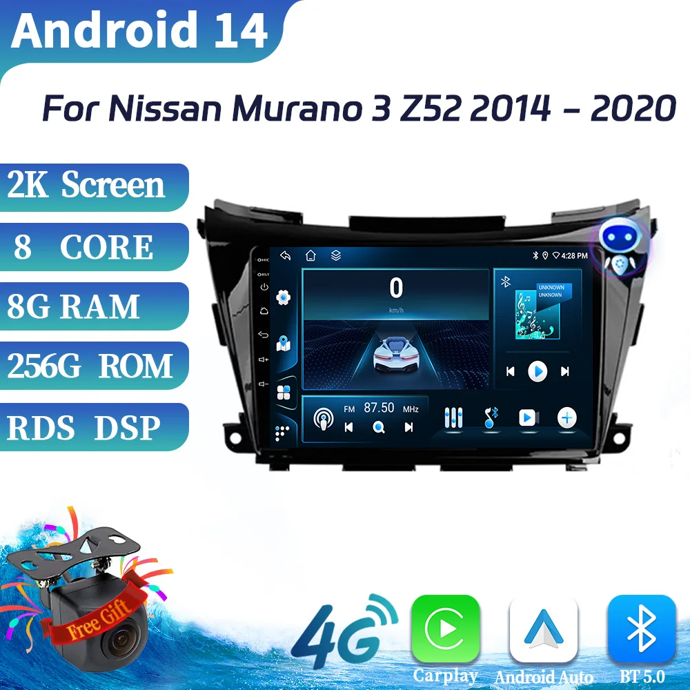 

Car Radio Multimedia Video GPS For Nissan Murano 3 Z52 2014-2020 Android 14 Navigation Car Multimedia Wireless BT Carplay Screen