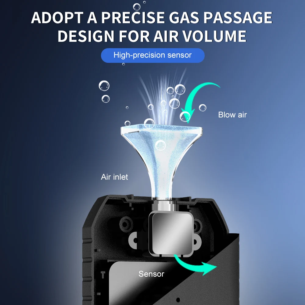 

Новый мини-высокоточный портативный детектор алкоголя, специально разработанный для тестирования выдувания спирта в ночное время воспроизведения голоса.