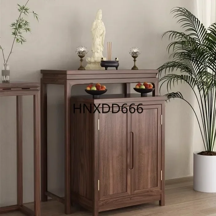 Walnut Bodhisattva cabinet Solid wood Buddha cabinet Serving table Shentai household