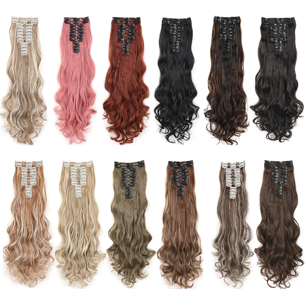 Clip In Hair Extensions 12PCS Thick Long Loose Waves Hair Extensions 24 INCH Natural Soft Waves Wavy Hairpieces for Women - view 2