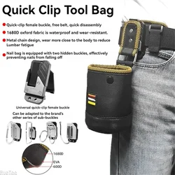 NAKIOO Nail Storage Bag with Buckle Quick Hanging Can Tighten Tool Bag for Carpenter Electrician Cylinder Screw