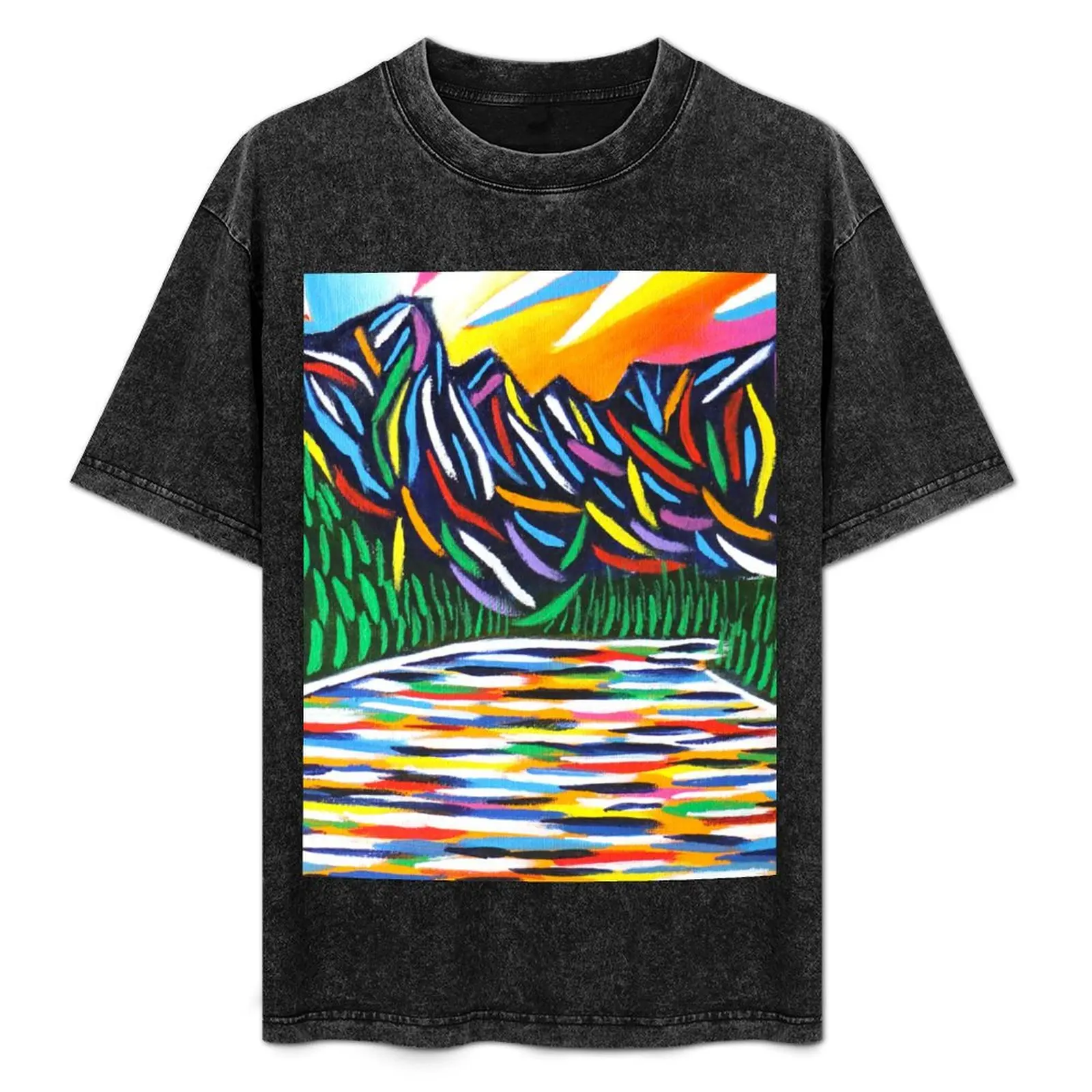 

Lake Louise Canadian Mountain Landscape T-Shirt cotton t shirts high quality printed t shirts for man T-Shirt