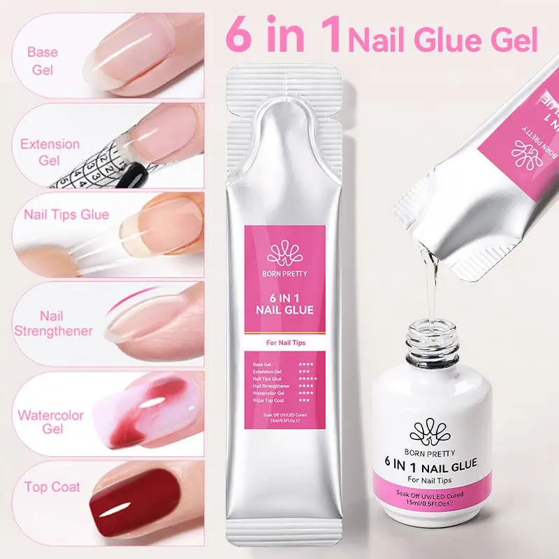 15ml 6 IN 1 Multi-Functional Extension Nail UV Gel Polish Refilled Package Building Nail Gel Base Semi Permanent Nails Art Gel