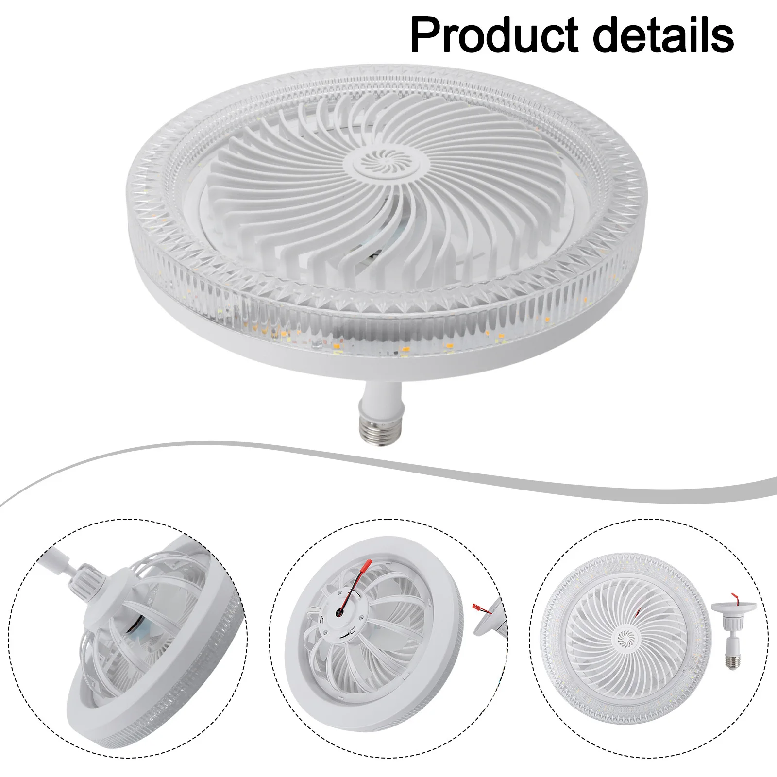 Компактный потолочный вентилятор E27, потолочный вентилятор, подходящий для небольших помещений, три настройки цвета света, таймер, функциональность, домашний декор