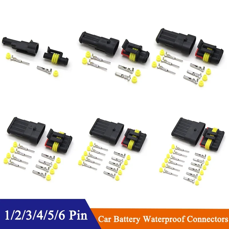 

5/10 Kits 1/2/3/4/5/6 Pin Super Sealed Waterproof Wire Connector Plug Car Battery Waterproof Connector Plug-in 12A IP68