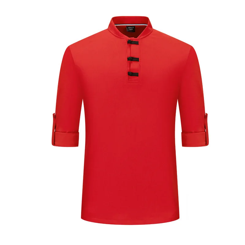 Seragam Kerja Pelayan Restoran untuk Wanita Lengan Panjang dengan Kancing JepretTShirt dengan Lengan Peregangan untuk Katering, Kue, Roti, Panas