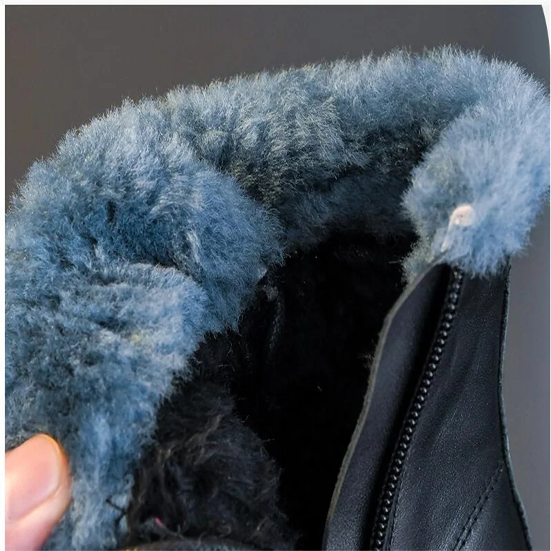 6-18y Korean Style Winter Fashion Boots For Girls Thick Warm Faux Fur Snow Boots Soft-soled Anti-slippery Fashion Boots Girls