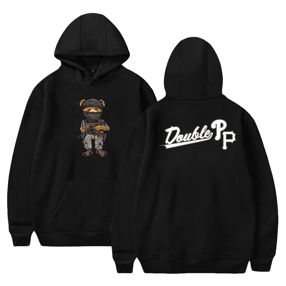 

Peso Pluma Hoodies Double Pp PESO BEAR PULLOVER HOODIE Rapper Merch Print sweatshirts Hip Hop Casual Street