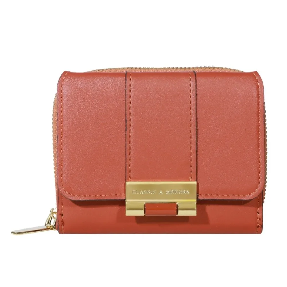 Fashion Solid Color Fold Wallet Korean Style PU Leather Card Holder Short Handheld Coin Purse Women