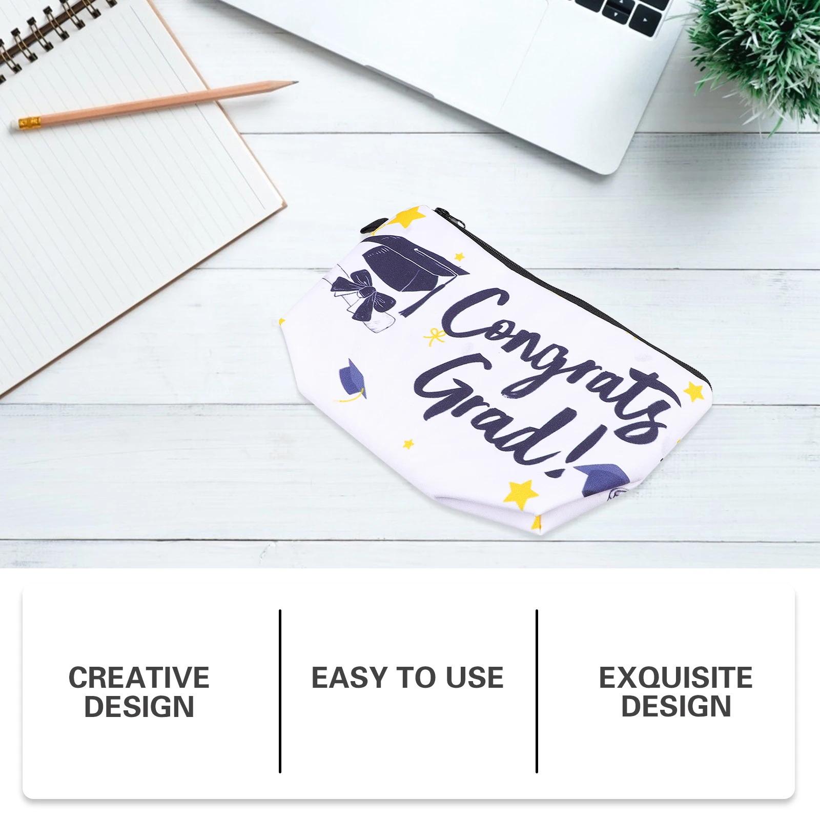 

1Pcs Cosmetics Storage Bag Graduation Theme Portable Travel Toiletry Bag Creative 3D Printing Multipurpose Lightweight Zipper