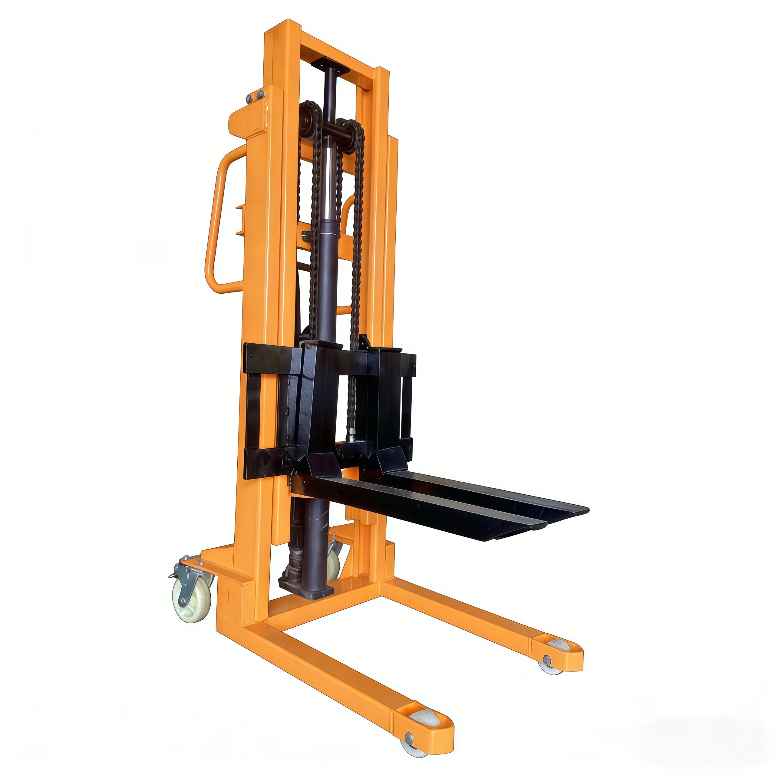 

Hydraulic manual pallet stacker, portable self-loading manual stacker forklift