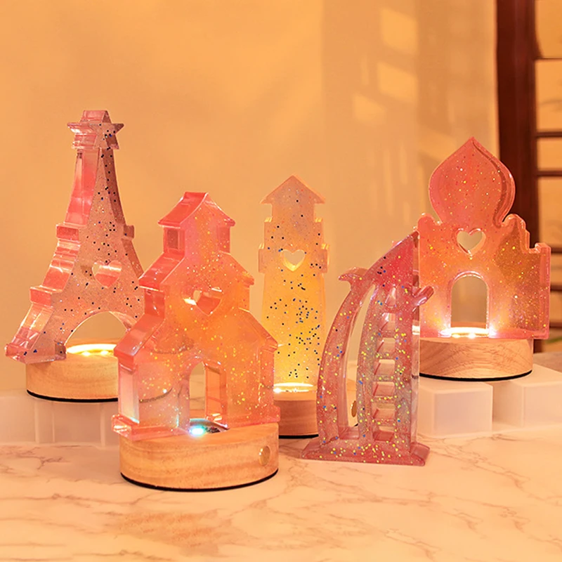 Landmark Architectural Candle Mold Crystal Epoxy Resin Mold DIY Soap Chocolate Cube Baking Silicone Mold Casting Mold Suppies