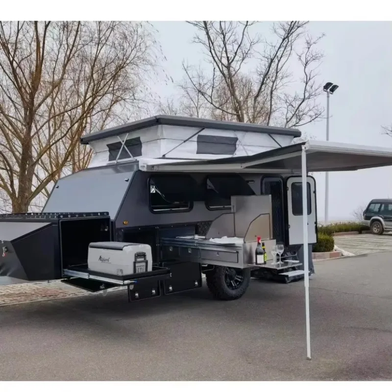 Customized OEM Customized  Luxury RV Motorhome Offroad Camper with Electric Brake for Truck Camper Camping Travel Trailer Use