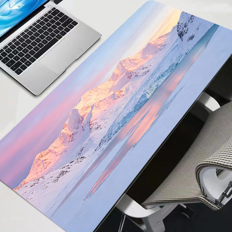 Mouse Pad Snow Mountain Pink Notbook Gamer Large Keyboard NonSlip Rubber Computer Carpet Desk Mat PC Gamer 90x40 MousePad