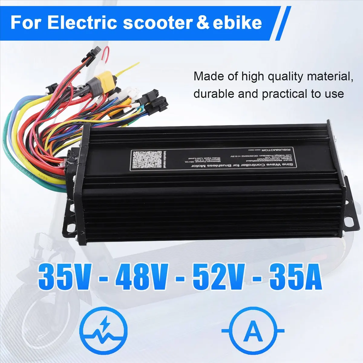 

(X07A) Синусоидальный контроллер для электровелосипедов, электроскутеров и трициклов 36В 48В 52В 35А