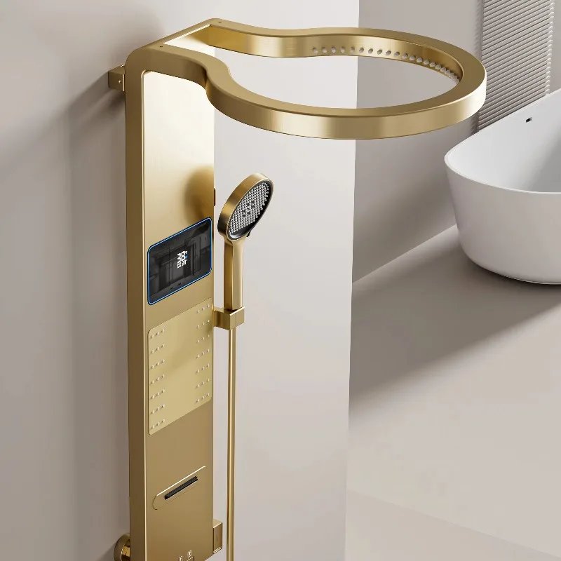 

Multifunctional Rain Water Hot Shower Head Rain Light Emitting Diode Shower System Panel Bathroom Shower Handle