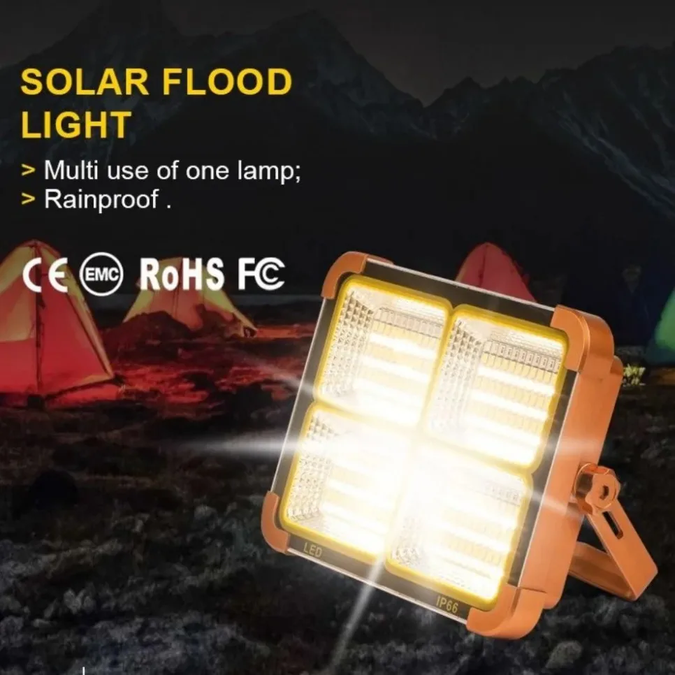 Imagem -06 - Portátil Solar Carregamento Floodlight Led Portátil Camping Luz Carregamento Integrado Iluminação de Emergência ao ar Livre Tent Luz 10000lm