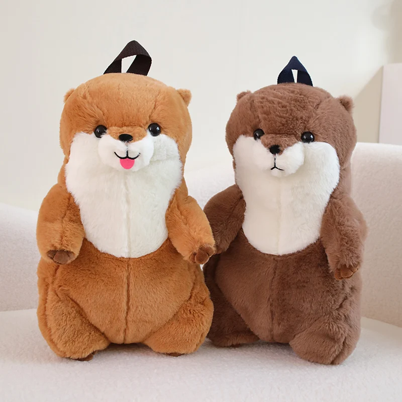 50cm Sea Otter Plush Backpack Cartoon Cute  Plush Toy Soft Stuffed Animal Shoulder Bag for Kids Girls Birthday Gifts