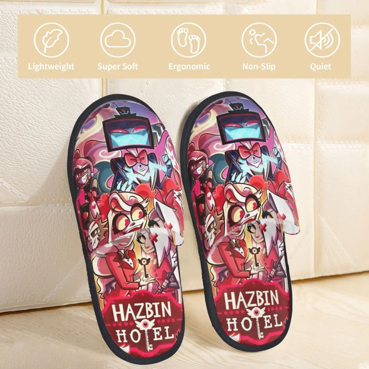 Winter Slippers Musical Comedy H-HazbinHotels Merch Household Fur Slides Slippers Indoor Soft Anti-skid Slides