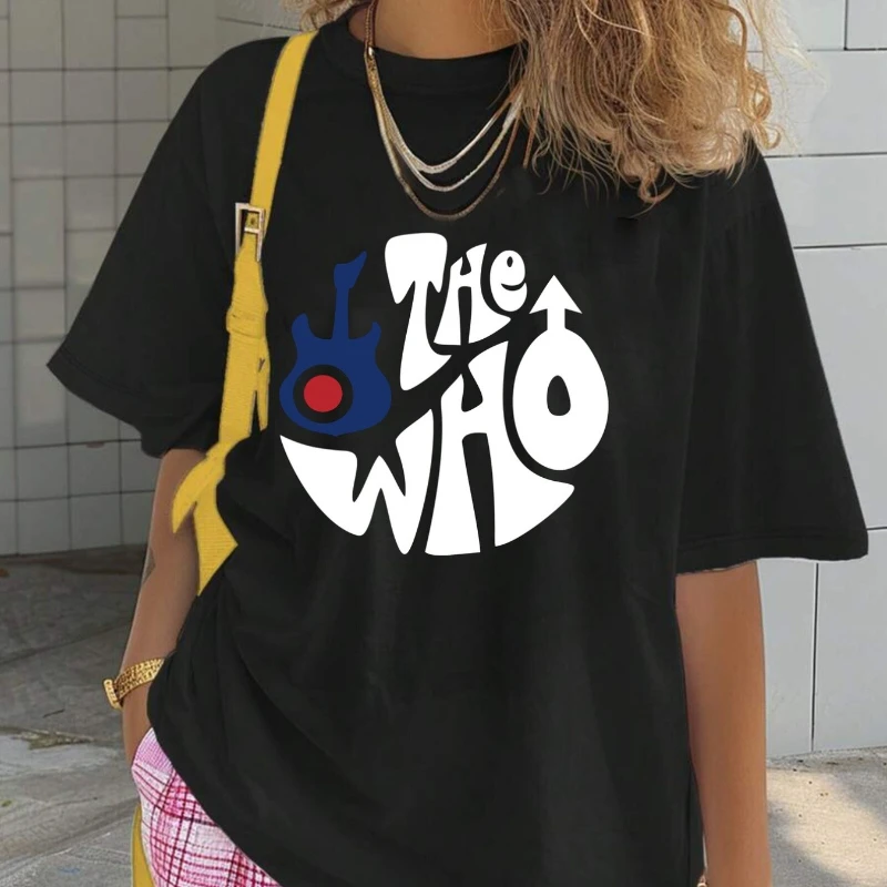 

2025 Summer Casual T-Shirt THE WHO Band The Who Band Short Sleeve Crew Neck Casual Top Comfortable Men's and Women's Fit