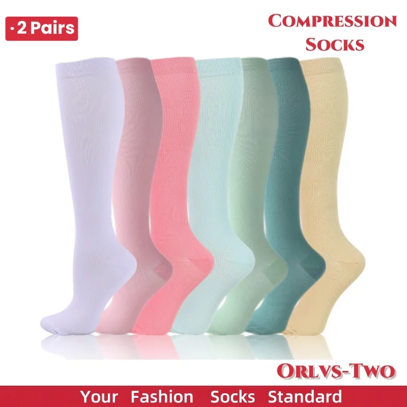 

2 пары мужских компрессионных чулок для стимуляции кровообращения, компрессионные носки для похудения, удобные однотонные носки против усталости