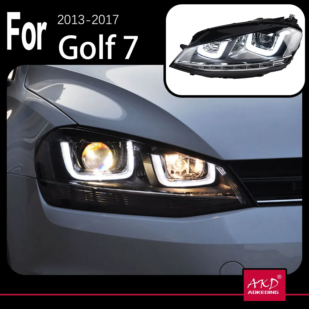 AKD Car Model Parts For VW Golk7 Golf 7 MK7 2013-2017 GTI Head lamps LED or Xenon Headlight LED Dual Projector FACELIFT