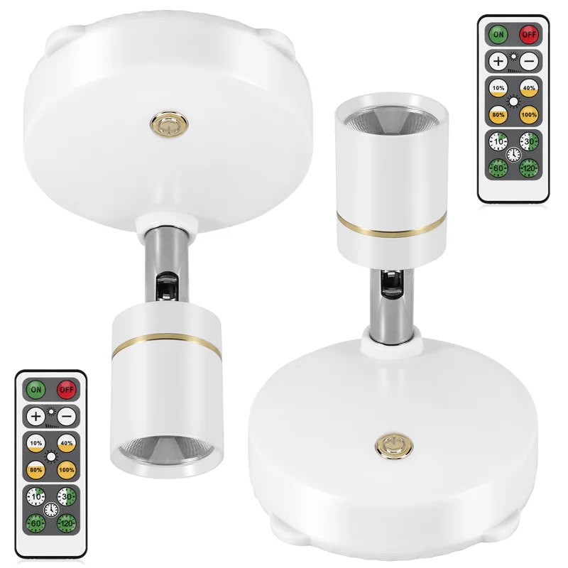 AF90-Wireless Spot Lights Battery Operated Accent Lights Indoor Dimmable LED Spotlight Anywhere Rotatable Wall Light(2 Pack)