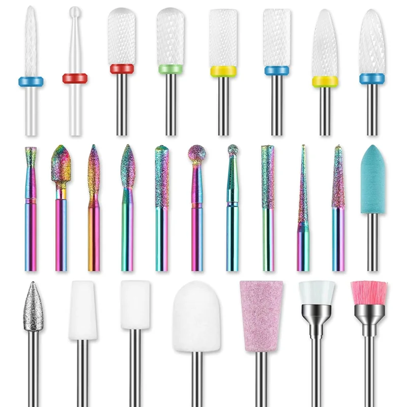 

A69E3/32Inch Professional Safety For Nail Drill Bits Set 26Pcs, For Nail Drill,For Acrylic Tech Manicure Pedicure