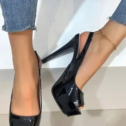 New Women's Pumps Stilettos 14CM Platform Super High Heels Sexy Open Toe Sandals Gladiator Party Dress Women Shoes Large Size 44