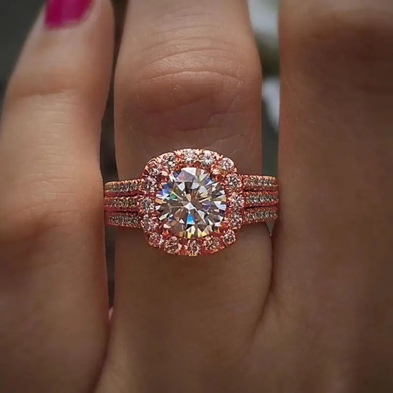 Luxury 925 Silver Color Engagement Wedding Rings for Women Elegant Cushion Shaped Design Hot Sale Female Ring Fashion Jewelry