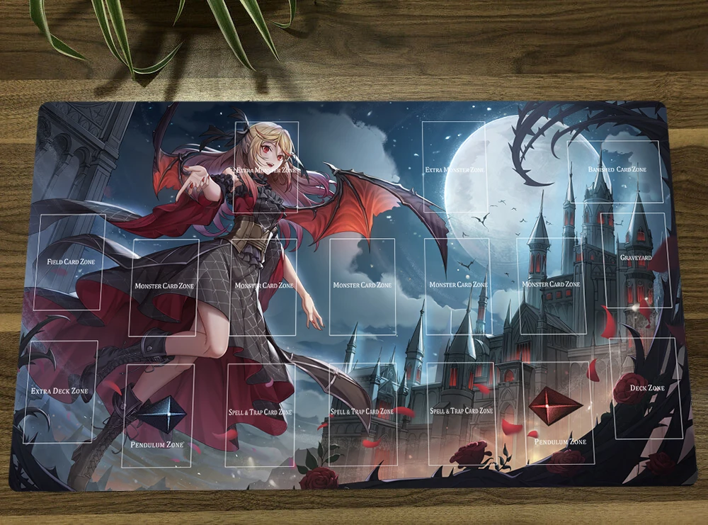 YuGiOh Duel Playmat Vampire Fraulein TCG CCG Mat Trading Card Game Mat Rubber Mouse Pad Mousepad Table Desk Mat Free Bag 60x35cm