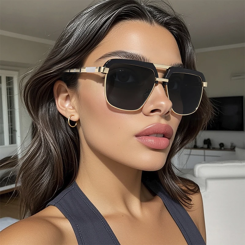 JUNCTURE أزياء النساء النظارات الشمسية اللباس نظارات شمسية إطار كبير التدرج سيدة نظارات حزب هدايا العيد النظارات الشمسية للنساء