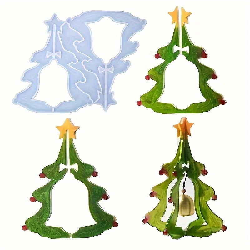 Diy árbol de Navidad molde de silicona y campana artesanía epoxi serie navideña estilo Simple moderno decoraciones para el hogar artesanías de pegamento en forma de gota