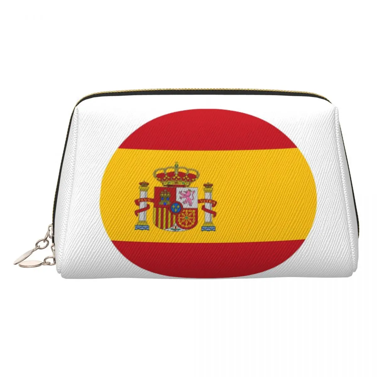 Spain Spanish Flag Round Women Cosmetic Bags Travel Makeup Organizer Pouch Toiletry Storage Dopp Kit Box