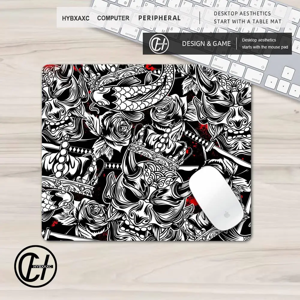 Creative horror skull Mouse Pad Japanese Samurai Devil Mouse Pad Black Ghost Face Oni Mask Desk Mat Carpet Accessories Table Pad