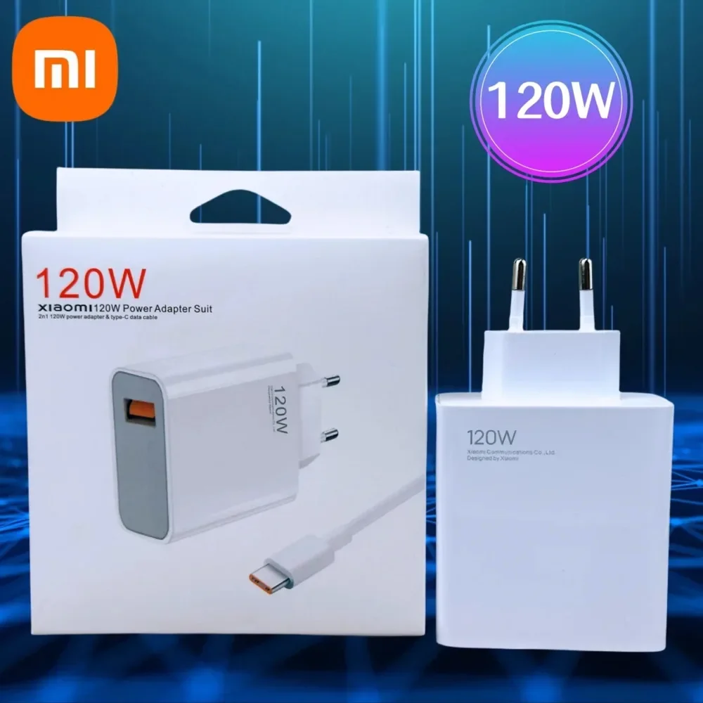 Xiaomi 120W Ultra Fast Charger For Xiaomi 14 13 12 11 Redmi Note 13 12T 11T Pro POCO X5 X4 X3 6A Type-C USB Turbo Charging Cable