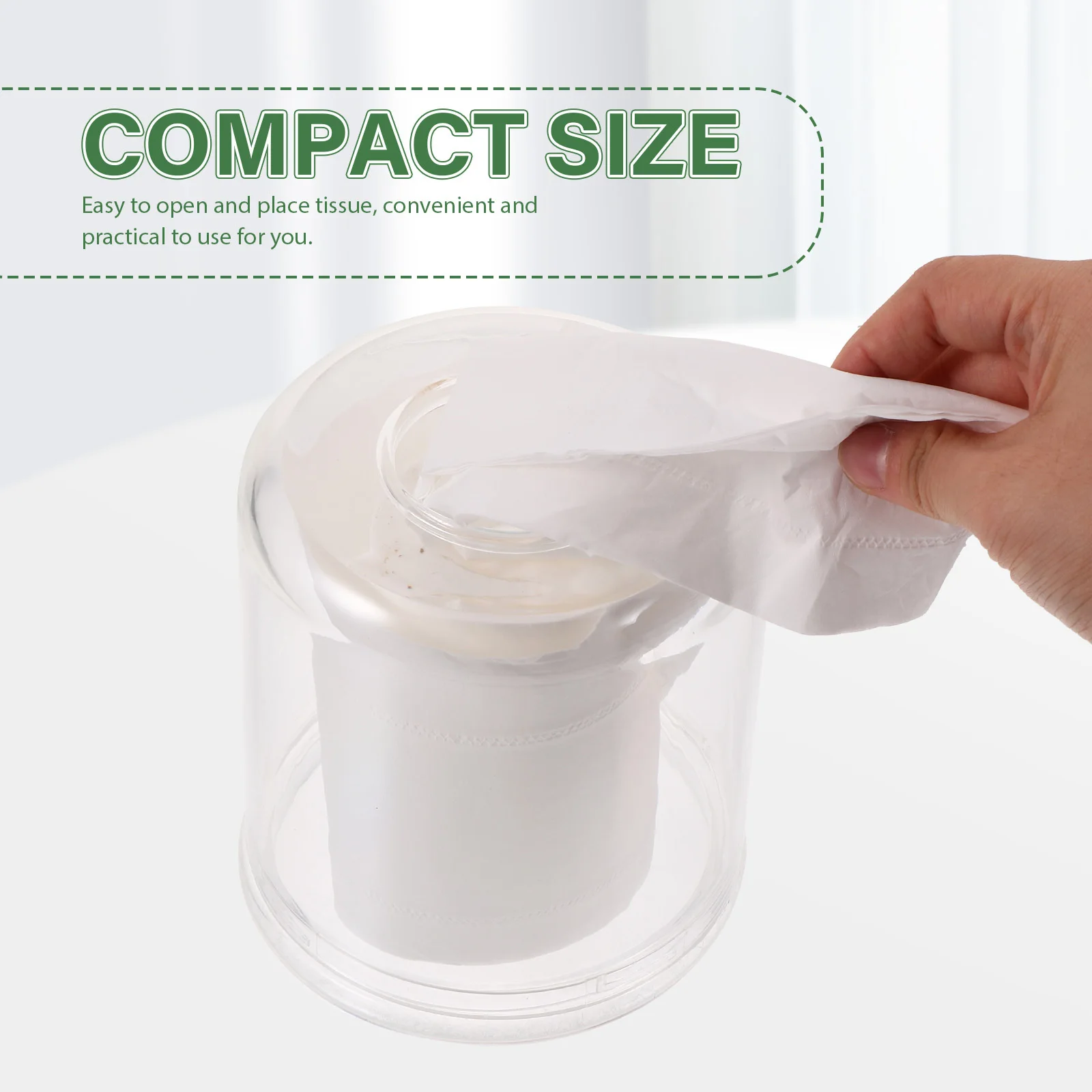 

Acrylic Round Tissue Box Clear Roll Paper Holder Space Saving Desktop Paper Towel Dispenser Bathroom Use Bathroom Accessories