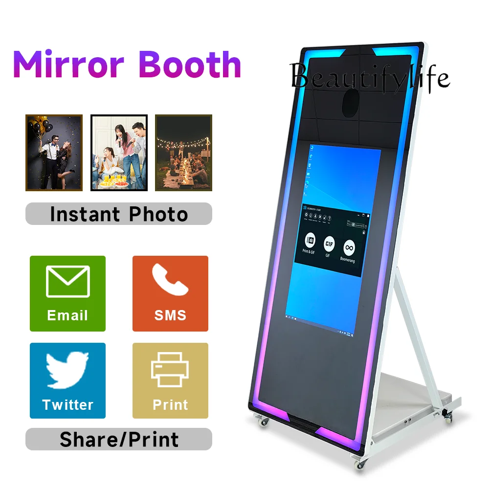 Touch Screen Magic Mirror Photo Booth Portable  45 65 inch Mirror Photo Booth Machine For Wedding Party Activity