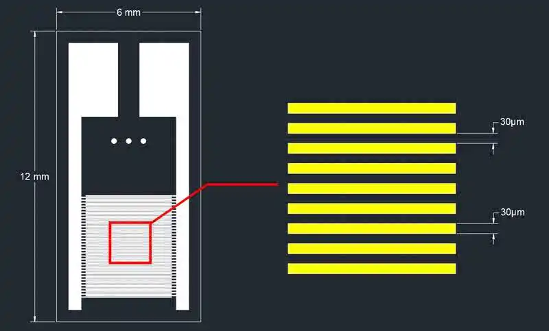 30um Transparent Forked Electrode Quartz Glass MEMS Gas Bioelectrochemical Sensor for Photoelectric Detection