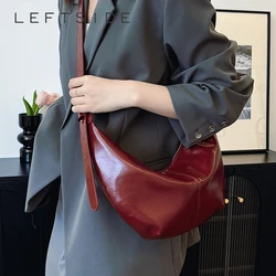 LEFTSIDE Big PU Leather Shoulder Bags For Women 2024 Y2K Korean Fashion Trend Female Crossbody Hobo Bag Lady Handbags